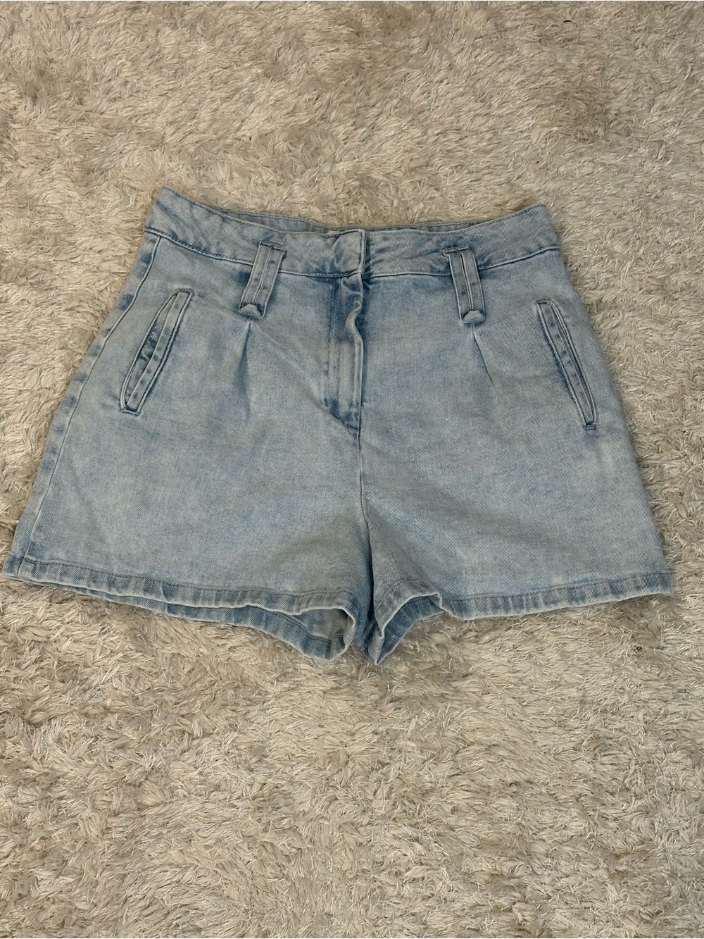 Sezane High-Waist Light Blue Denim Shorts - 40